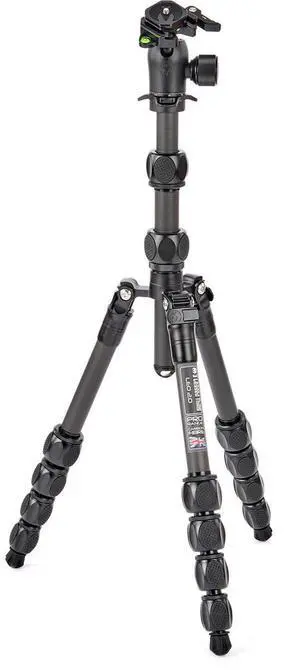 3 Legged Thing Leo 2.0 5-Section Carbon Fiber Travel Tripod with AirHed Pro Lever Ball Head, Darkness