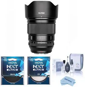 Viltrox Pro AF 75mm f/1.2 XF Lens for Fujifilm X, Bundle with Hoya 77mm UV and CPL Filters