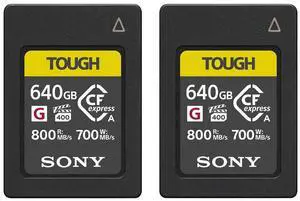 Sony CEA-G Series TOUGH 640GB CFexpress Type-A Memory Card, 2-Pack