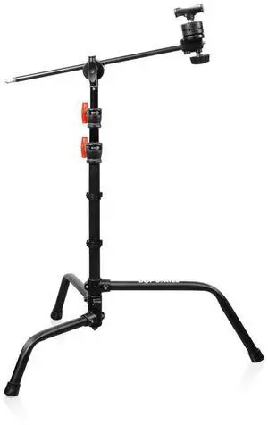 Shape 65" 3-Section Aluminum C-Stand with 20" Arm and Grip Head, Black