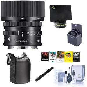 Sigma 45mm f/2.8 DG DN Contemporary Lens for L Mount, Bundle with ProOptic 55mm Filter Kit, Flex Lens Shade, Lens Pouch, Lens Cleaner, Cleaning Kit, PC Software Kit