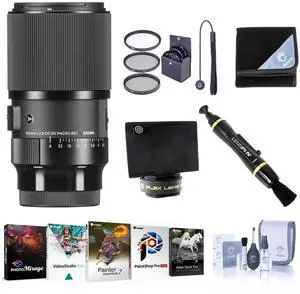 Sigma 105mm f/2.8 DG DN ART Macro Lens for Sony E, Bundle with PC Software Kit, 62mm Filter Kit, Lens Wrap, Lens Shade, Cleaner, Cleaning Kit, Lens Cap Tether