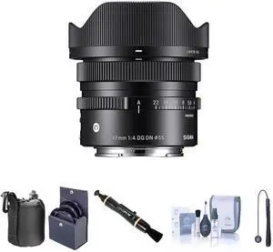 Sigma 17mm f/4.0 DG DN Contemporary Lens for Sony E Bundle with 55mm Filter Kit, Lens Pouch, Lens Cleaner, Cleaning Kit, Lens Cap Tether