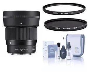 Sigma 56mm f/1.4 DC DN Contemporary Lens for Fujifilm X w/Hoya 55mm Filter Kit