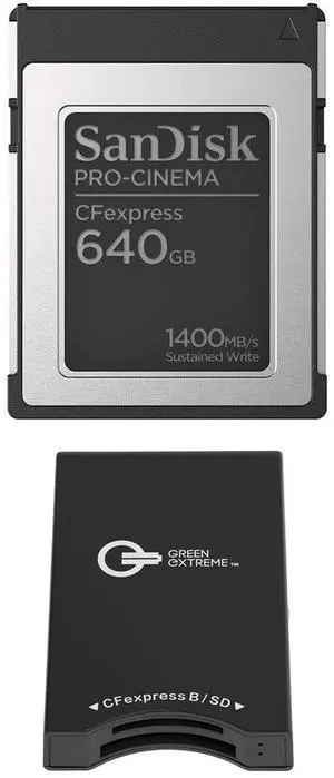 SanDisk PRO-CINEMA 640GB CFexpress Type-B Memory Card, Bundle with USB-C CFexpress Type-B and SD Card Reader