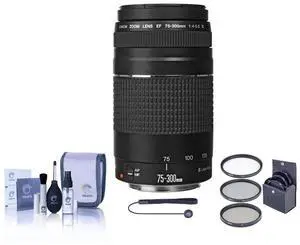 Canon EF 75-300mm f/4-5.6 III Lens, Bundle with ProOptic 58mm MC UV Filter, Lens Cap Tether, Professional Lens Cleaning Kit