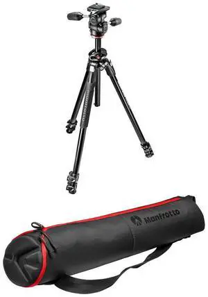 Manfrotto 290 Dual 3-Section Aluminum Tripod with 804 3-Way Pan and Tilt Head, Bundle with MB MBAG75N 75cm Padded Zipper Tripod Bag