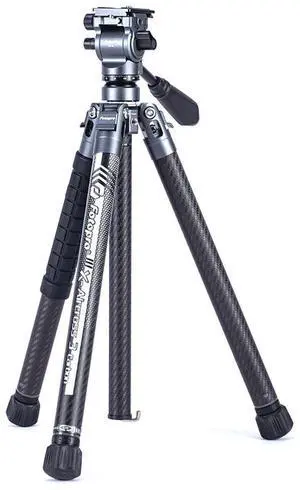 FotoPro X-AIRCROSS 3 Lite Video 5-Sec CF Travel Tripod w/MH-2L Fluid Head,Orange