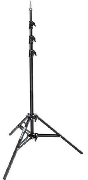 Avenger High 11.5' Alu-Baby 35 Stand with One Lazy Leg / 5/8" Mounting Stud, 3 Riser, 4 Sections, Black Aluminum