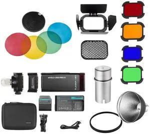 Flashpoint eVOLV 200 Pro TTL Pocket Flash with Bare Bulb Reflector Kit - Godox AD200 Pro