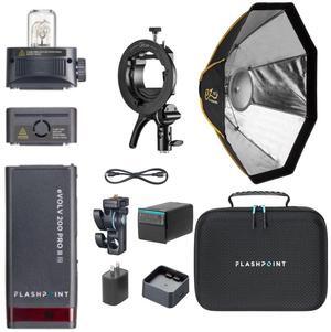 Flashpoint eVOLV 200 Pro II TTL Pocket Flash Kit With Glow EZ Lock 25" Softbox