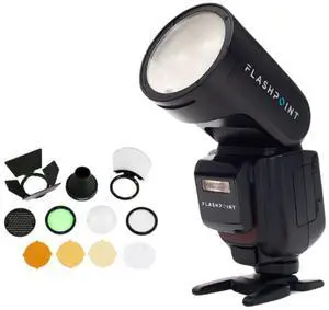Flashpoint Zoom Li-on X PRO R2 TTL On-Camera Round Speedlight Flash for Panasonic & Olympus with Round Head Flash Accessory Kit