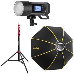 Flashpoint XPLOR 400 Pro TTL R2 Monolight, w/44" Octa Softbox, 9.5' Light Stand