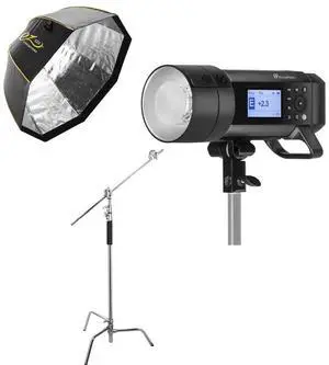 Flashpoint XPLOR 600 PRO TTL + Octa Quick XL Softbox(Bowens Mount) 48" + C Stand