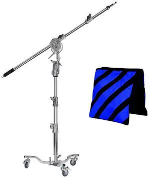 Flashpoint Flashpoint 3.8' Lowboy Steel Stand, with 86" Telescopic Boom Arm and Weight Bag