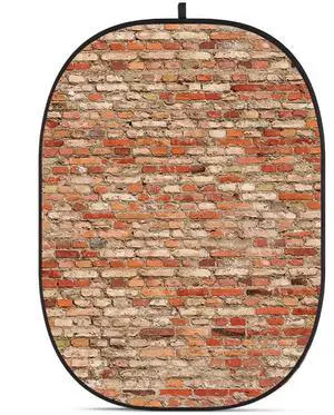 Glow CBA-WB0005 5x6.5' Fabric Collapsible Backdrop, Brick Wall