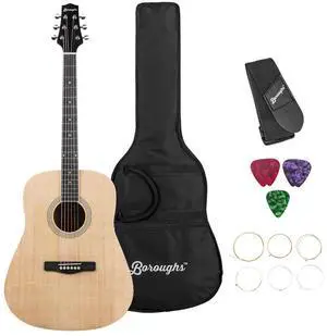 Boroughs B20DNT Beginner Dreadnought Acoustic Guitar Pack, Natural #B20DNTPK