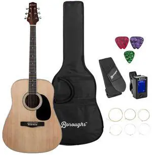 Boroughs B30DNT Dreadnought Acoustic Guitar Pack, Natural #B30DNTPK