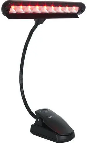 Gator Cases Frameworks Clip-on LED Music Lamp with Adjustable Neck for Music Stands, Red