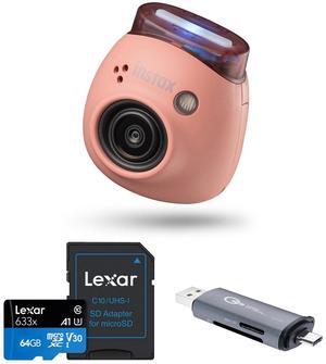 Fujifilm Instax Pal Digital Camera, Powder Pink, Bundle with Essentials Kit