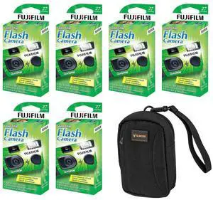 Fujifilm QuickSnap Flash 400 Disposable Camera, 27 Exposures 6-Pack + Camera Bag