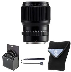Fujifilm GF 110mm f/2 R WR LM Lens, Bundle with 77mm Digital Essentials Filter Kit and 19x19" Lens Wrap