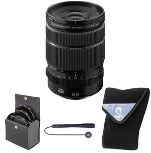 Fujifilm GF 20-35mm f/4.0 R WR Lens, Black, Bundle with 82mm Digital Essentials Filter Kit and 19x19" Lens Wrap