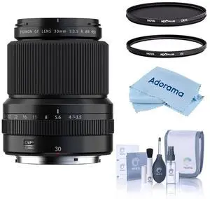 Fujifilm GF 30mm f/3.5 R WR Lens, Black, Bundle with Hoya 58mm UV and CPL Filters