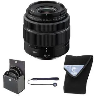 Fujifilm GF 35-70mm f/4.5-5.6 WR Lens, Black, Bundle with 62mm Digital Essentials Filter Kit and 19x19" Lens Wrap