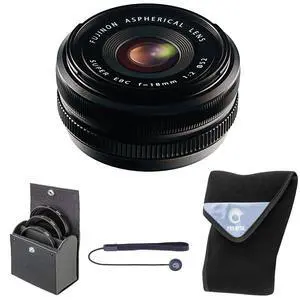 Fujifilm XF 18mm f/2.0 Lens, Bundle with 52mm Digital Essentials Filter Kit and 15x15" Lens Wrap