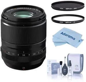 Fujifilm XF 23mm f/1.4 R LM WR Lens, Black, Bundle with Hoya 58mm UV and CPL Filters