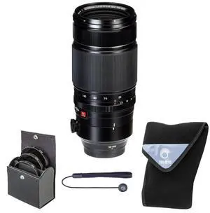 Fujifilm XF 50-140mm f/2.8 R LM OIS WR Lens, Black, Bundle with 72mm Digital Essentials Filter Kit and 19x19" Lens Wrap