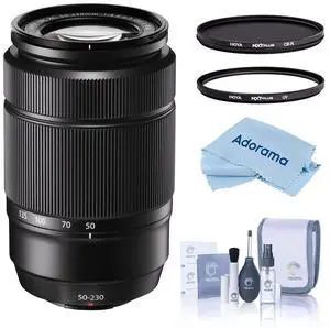 Fujifilm XC 50-230mm f/4.5-6.7 OIS II Lens, Black, Bundle with Hoya 58mm UV and CPL Filters