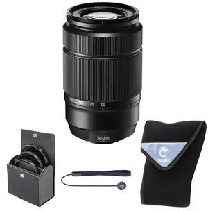 Fujifilm XC 50-230mm f/4.5-6.7 OIS II Lens, Black, Bundle with 58mm Filter Kit and Lens Wrap