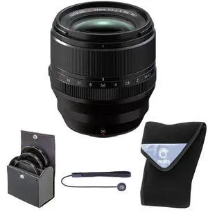 Fujifilm XF 56mm f/1.2 R WR Lens, Black, Bundle with 67mm Digital Essentials Filter Kit and 15x15" Lens Wrap