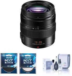 Panasonic LUMIX G X Leica DG Vario-Elmarit 12-35mm f/2.8 Aspherical Lens for Micro Four Thirds Bundle with Hoya 58mm HMC CPL and UV Filters, Cleaning Kit