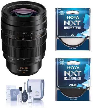 Panasonic LUMIX G Leica DG Vario-Summilux 25-50mm f/1.7 Aspherical Lens for Micro Four Thirds, Bundle with Hoya 77mm UV+CPL Filter Kit, Cleaning Kit