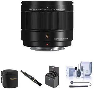 Panasonic LUMIX G Leica DG Summilux 9mm f/1.7 Aspherical Lens for Micro Four Thirds Bundle with 55mm Filter Kit, Lens Case, Lens Cleaner, Cleaning Kit, Universal Lens Cap Tether