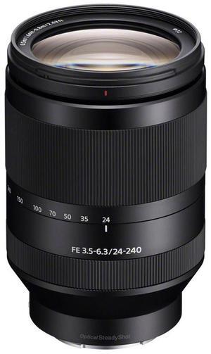 Sony FE 24-240mm f/3.5-6.3 OSS Lens, Black w/72mm Filter Kit & 19x19" Lens Wrap