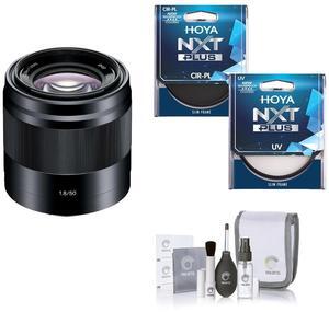 Sony E 50mm f/1.8 OSS Lens for Sony E, Silver with Hoya 49mm UV+CPL Filter Kit