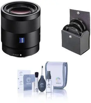Sony Sonnar T* FE 55mm f/1.8 ZA Lens for Sony E, Bundle with 49mm UV Slim Filter, Cleaning Kit