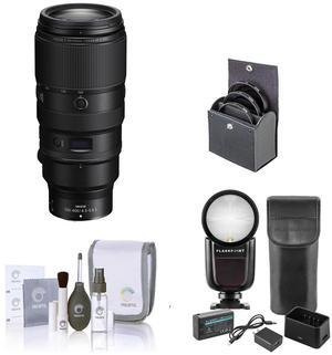 Nikon NIKKOR Z 100-400mm f/4.5-5.6 VR S Lens, Bundle with Flashpoint Zoom Li-on X R2 TTL On-Camera Round Flash Speedlight, 77mm Filter Kit, Cleaning Kit
