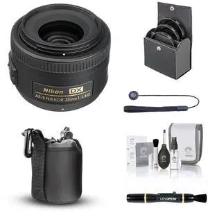 Nikon 35mm f/1.8G DX AF-S NIKKOR Lens, Bundle with ProOptic 52mm Filter Kit, Lens Case, Lens Cleaner, Cleaning Kit, Lens Cap Tether