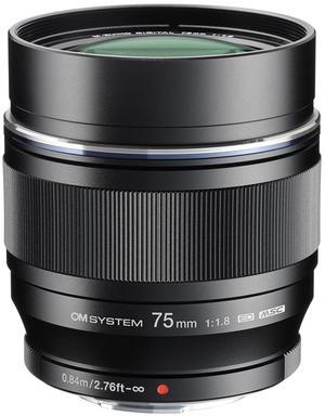 OM SYSTEM M.Zuiko Digital ED 75mm f/1.8 Lens for Micro Four Thirds, Black