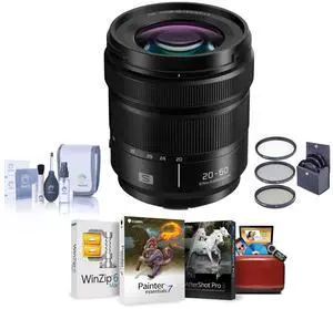 Panasonic LUMIX S 20-60mm f/3.5-5.6 Lens for L Mount, Bundle with ProOptic 67mm Filter Kit, Mac Software Kit, Cleaning Kit