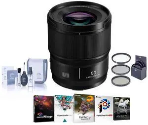 Panasonic LUMIX S 50mm f/1.8 Lens for L Mount, Bundle with ProOptic 67mm Filter Kit, PC Software Kit, Filter Kit, Cleaning Kit