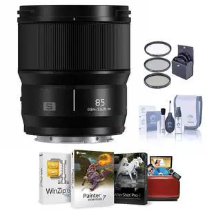 Panasonic LUMIX S 85mm f/1.8 Lens for L Mount, Bundle with ProOptic 67mm Filter Kit, Mac Software Kit, Cleaning Kit