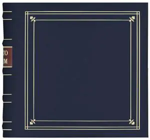 Pioneer Photo Album Bonded Leather 3 Ring Photo Album, Holds 200 4x6" Photos, 2 Per Page, Navy Blue