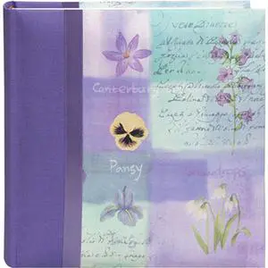 Pioneer Photo Album Bi-Directional Bella Fabric Ribbon Frame Memo Frame Photo Album, Holds 200 4x6" Photos, 2 Per Page, Lilac