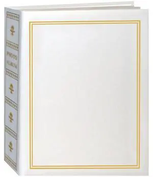 Pioneer Photo Album Book Style Bound Photo Album with Gold Accents, Holds 208 4x6" Photos, 2 Per Page, White